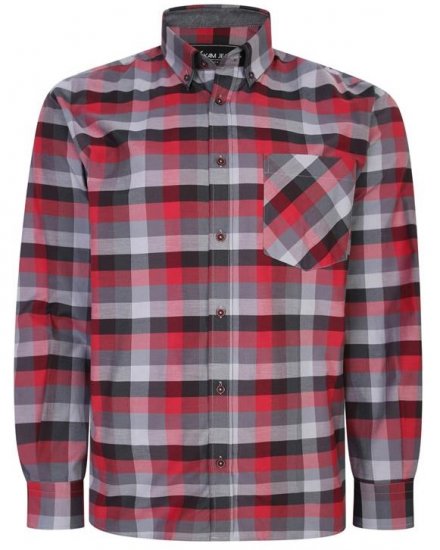Kam Jeans 6222 Grazed Check Pattern Shirt Wine - Košile - Košile 2XL-10XL