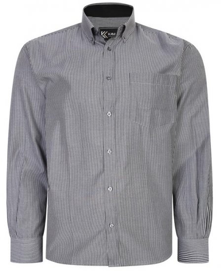 Kam Jeans 6224 LS Mini Stripe Shirt Charcoal - Košile - Košile 2XL-10XL