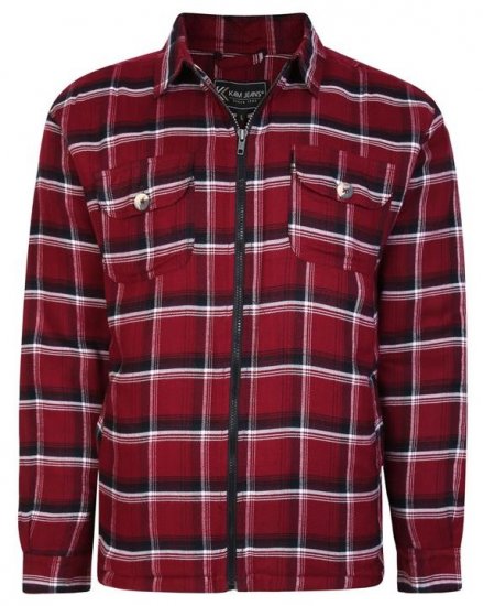 Kam Jeans 6231 Sherpa Lined Flannel Shirt with Zipper Burgundy - Košile - Košile 2XL-10XL