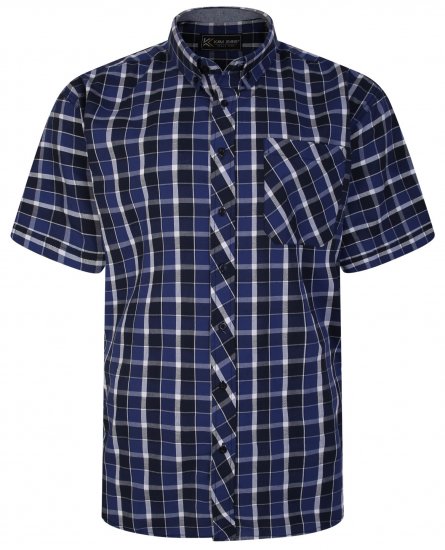 Kam Jeans 6240 SS Check Shirt Navy - Košile - Košile 2XL-10XL