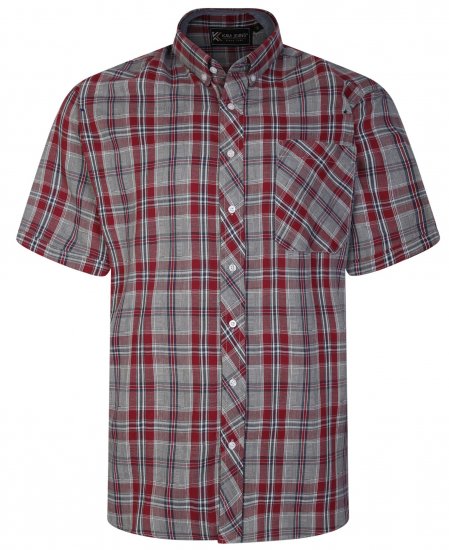 Kam Jeans 6241 SS Check Shirt Burgundy - Košile - Košile 2XL-10XL