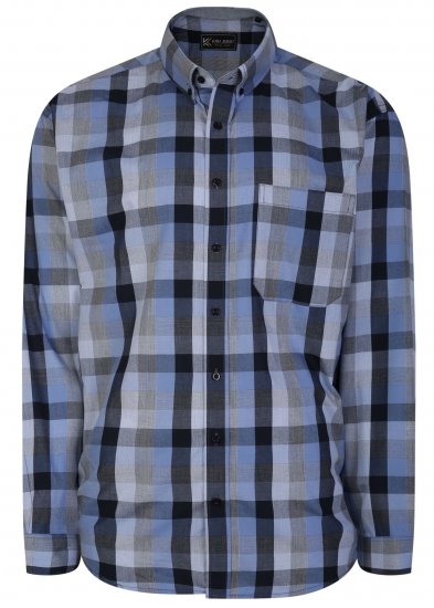 Kam Jeans 6242 Long Sleeve Casual Checked Shirt Blue - Košile - Košile 2XL-10XL