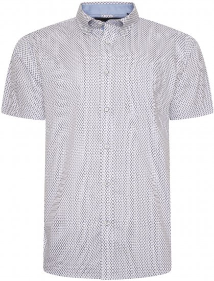 Kam Jeans 6279 All Over Geo Print Shirt White - Košile - Košile 2XL-10XL