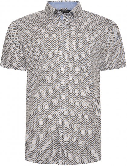 Kam Jeans 6281 All Over Geo Print Shirt White - Košile - Košile 2XL-10XL