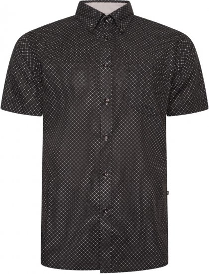 Kam Jeans 6299 All Over Diamond Print Small Sleeve Shirt Black - Košile - Košile 2XL-10XL