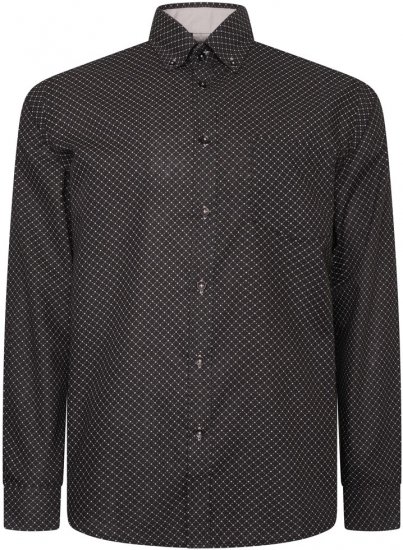 Kam Jeans 6299 Long Sleeve All Over Diamond Print Shirt Black - Košile - Košile 2XL-10XL