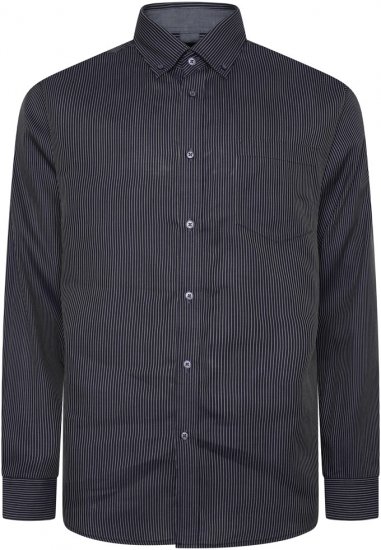 Kam Jeans 6300 Long Sleeve Dobby Stripe Shirt Dark Grey - Košile - Košile 2XL-10XL