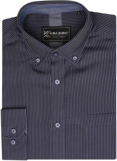 Kam Jeans 6300 Long Sleeve Dobby Stripe Shirt Dark Grey - Košile - Košile 2XL-10XL