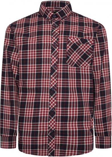 Kam Jeans 6301 LS Casual Check Shirt Red - Košile - Košile 2XL-10XL