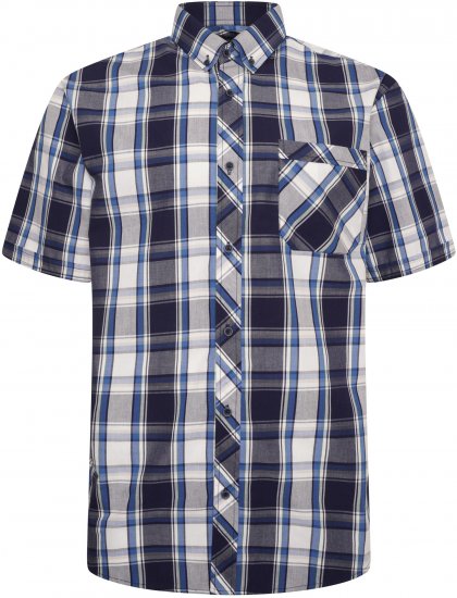Kam Jeans 6301 Casual Check Short Sleeve Shirt Navy - Košile - Košile 2XL-10XL
