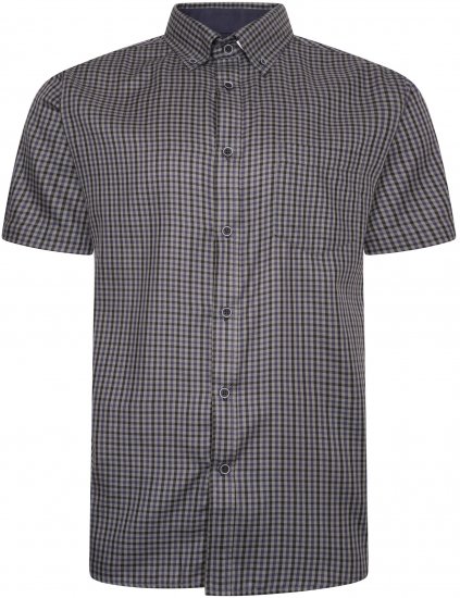 Kam Jeans 6302 Casual Gingham Check Shirt Charcoal - Košile - Košile 2XL-10XL