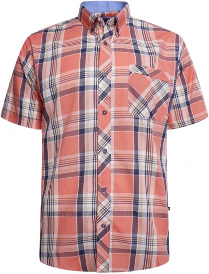 Kam Jeans 6312 Casual Check Short Sleeve Shirt Light Red - Košile - Košile 2XL-10XL