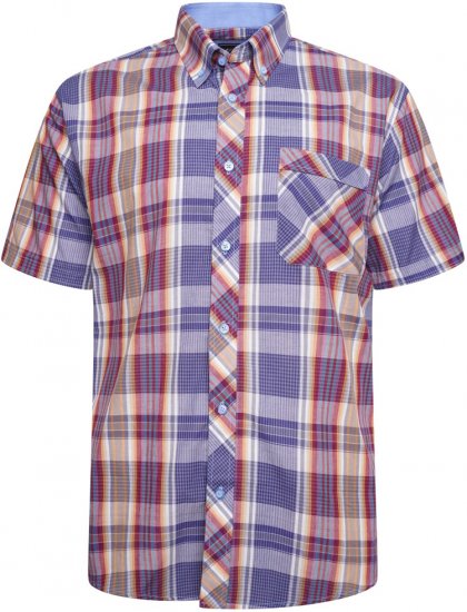 Kam Jeans 6314 Casual Check Short Sleeve Shirt Burgundy - Košile - Košile 2XL-10XL
