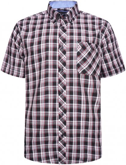 Kam Jeans 6316 Casual Check Short Sleeve Shirt Black - Košile - Košile 2XL-10XL