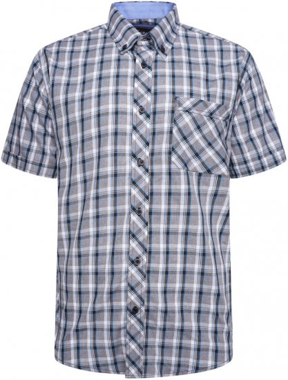 Kam Jeans 6316 Casual Check Short Sleeve Shirt Charcoal - Košile - Košile 2XL-10XL