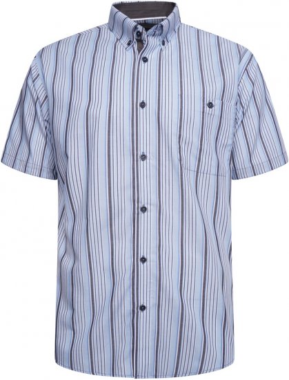 Kam Jeans 6320 Casual Stripe Short Sleeve Shirt Sky Blue - Košile - Košile 2XL-10XL