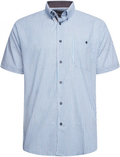 Kam Jeans 6321 Casual Stripe Short Sleeve Shirt Blue - Košile - Košile 2XL-10XL
