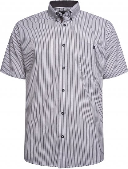 Kam Jeans 6321 Casual Stripe Short Sleeve Shirt Charcoal - Košile - Košile 2XL-10XL