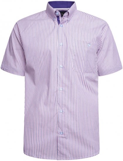 Kam Jeans 6321 Casual Stripe Short Sleeve Shirt Pink - Košile - Košile 2XL-10XL