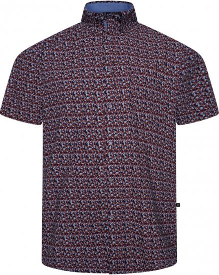 Kam Jeans 6326 Mini Floral Print Short Sleeve Shirt Navy - Košile - Košile 2XL-10XL