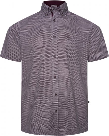 Kam Jeans 6332 AOP Dobby Print Shirt Burgundy - Košile - Košile 2XL-10XL