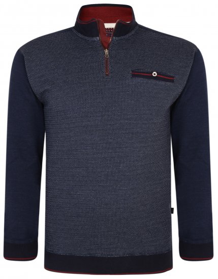 Kam Jeans 7020 Zip-collar Top Navy - Mikiny & mikiny s kapucí - Mikiny & Mikiny s kapucí 2XL-12XL