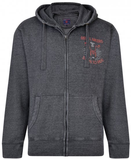 Kam Jeans 7023 Rebel Bikers Hoodie Charcoal - Mikiny & mikiny s kapucí - Mikiny & Mikiny s kapucí 2XL-12XL
