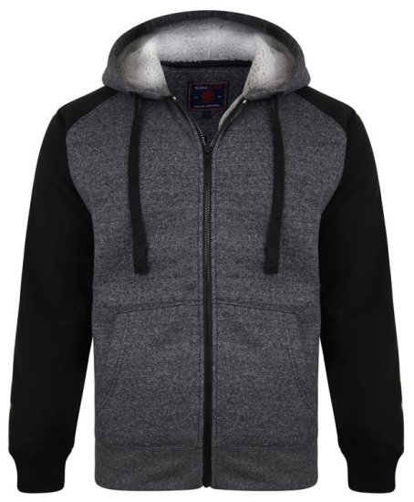 Kam Jeans 7037 Sherpa Raglan Hoodie Black - Mikiny & mikiny s kapucí - Mikiny & Mikiny s kapucí 2XL-12XL