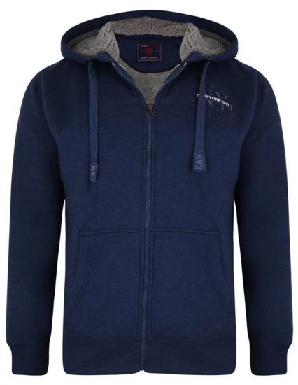 Kam Jeans 7038 Sherpa Lined Hoodie Indigo - Mikiny & mikiny s kapucí - Mikiny & Mikiny s kapucí 2XL-12XL
