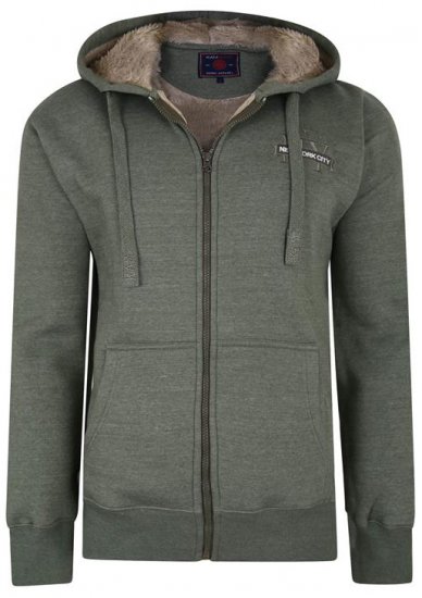 Kam Jeans 7038 Sherpa Lined Hoodie Khaki - Mikiny & mikiny s kapucí - Mikiny & Mikiny s kapucí 2XL-12XL