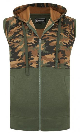 Kam Jeans 7039 Camo Panelled Vest - Mikiny & mikiny s kapucí - Mikiny & Mikiny s kapucí 2XL-12XL