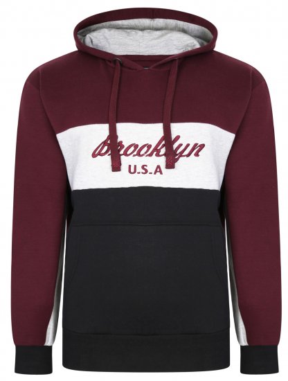 Kam Jeans 7046 Over Head Brooklyn Hoodie Burgundy - Mikiny & mikiny s kapucí - Mikiny & Mikiny s kapucí 2XL-12XL