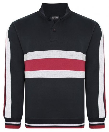 Kam Jeans 7047 Over Head Cut & Saw Sweat Top Black - Mikiny & mikiny s kapucí - Mikiny & Mikiny s kapucí 2XL-12XL