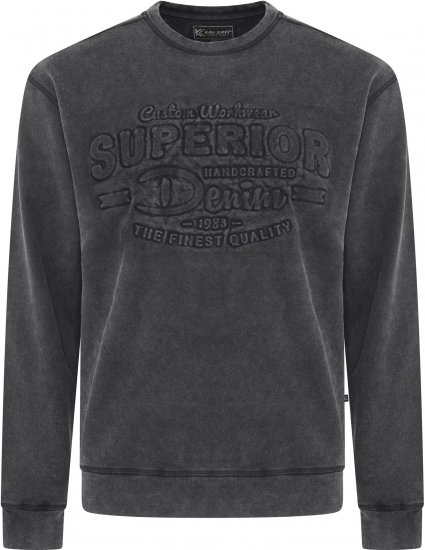 Kam Jeans 7065 Crew Neck Washed Embossed Sweatshirt Black TALL SIZES - PÁNSKÉ OBLEČENÍ MT-6XLT - TALL-velikosti