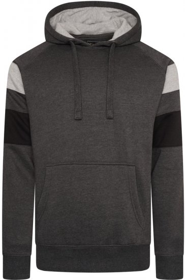 Kam Jeans 7068 Cut & Sew Over Head Hoody Charcoal - Mikiny & mikiny s kapucí - Mikiny & Mikiny s kapucí 2XL-12XL
