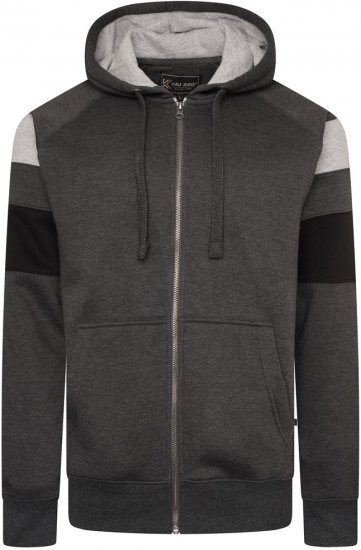 Kam Jeans 7069 Cut & Saw Zip Thru Hoody Charcoal - Mikiny & mikiny s kapucí - Mikiny & Mikiny s kapucí 2XL-12XL
