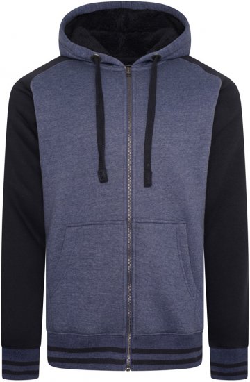 Kam Jeans 7075 Raglan Zip Thru Sherpa Hoodie Royal Blue - Mikiny & mikiny s kapucí - Mikiny & Mikiny s kapucí 2XL-12XL
