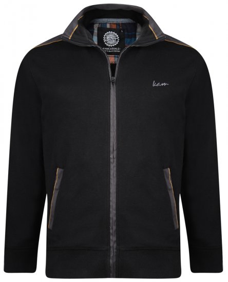 Kam Jeans 714 Shoulder Panel Sweater Black - Mikiny & mikiny s kapucí - Mikiny & Mikiny s kapucí 2XL-12XL