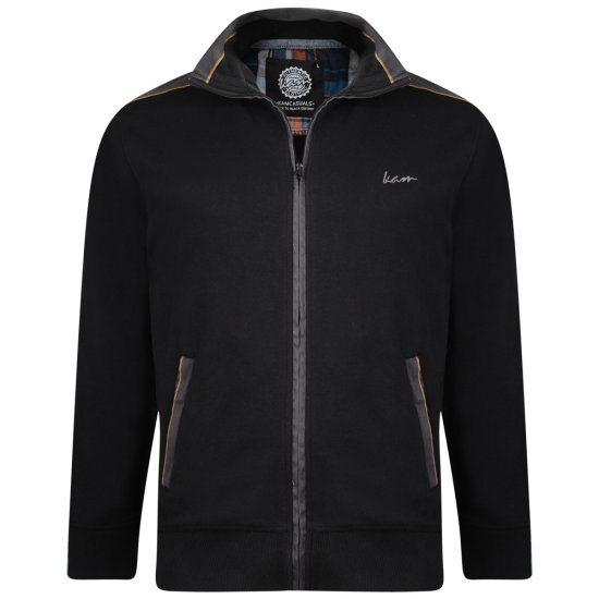 Kam Jeans 714 Shoulder Panel Sweater Black - Mikiny & mikiny s kapucí - Mikiny & Mikiny s kapucí 2XL-12XL