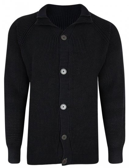 Kam Jeans 79 Washed Effect Knitted Black Cardigan - Mikiny & mikiny s kapucí - Mikiny & Mikiny s kapucí 2XL-12XL