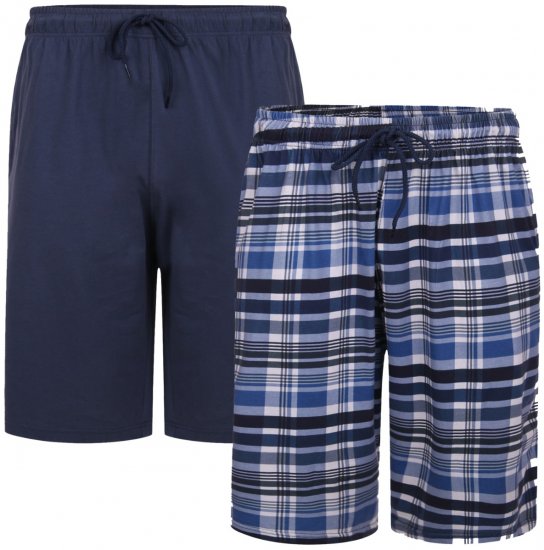 Kam Jeans 875 Lounge shorts Navy, Checked 2-pack - Spodní prádlo - Spodní Prádlo Nadměrné Velikosti 2XL-8XL