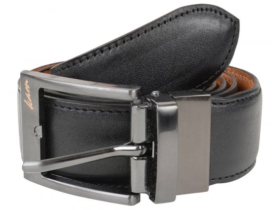 Kam Jeans 921 Leather Belt Black/Brown "Reversible", 3cm - Pásky - Pásky W40-W70/2XL-8XL