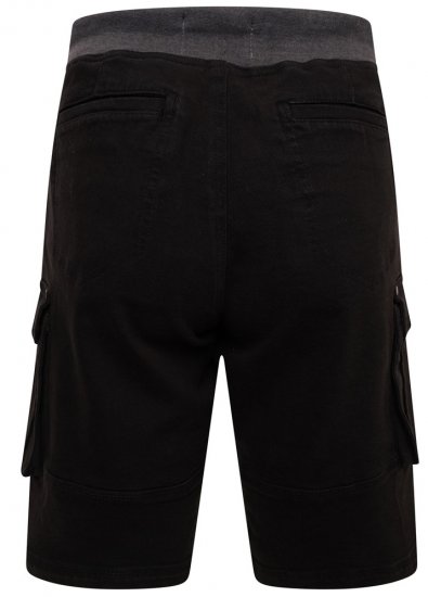 Kam Jeans Elvio Rib Waist Stretch Shorts Black - Šortky - Šortky Nadměrné Velikosti W40-W60