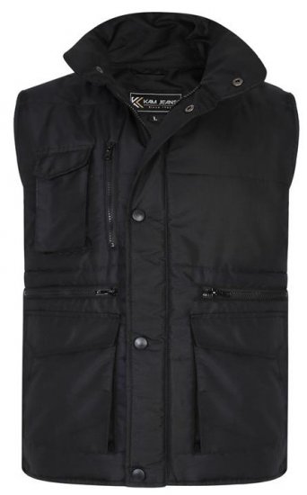 Kam Jeans KV115 Military Multi Pocket Vest Black - Bundy - Bundy Nadměrné Velikosti - 2XL-8XL