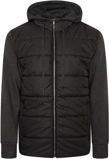 Kam Jeans KV135 Quilted Zip Thru Hoody with Padded Body & Jersey Sleeves Black TALL SIZES - PÁNSKÉ OBLEČENÍ MT-6XLT - TALL-velikosti