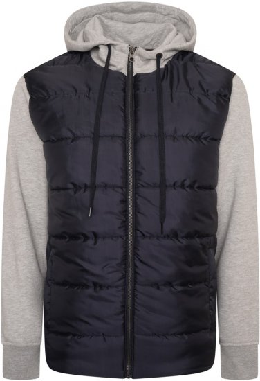 Kam Jeans KV135 Quilted Zip Thru Hoody with Padded Body & Jersey Sleeves Navy TALL SIZES - PÁNSKÉ OBLEČENÍ MT-6XLT - TALL-velikosti