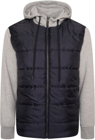 Kam Jeans KV135 Quilted Zip Thru Hoody with Padded Body & Jersey Sleeves Navy - Bundy - Bundy Nadměrné Velikosti - 2XL-8XL