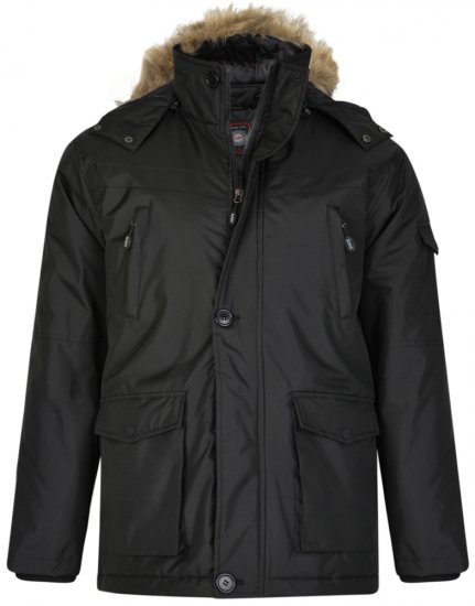 Kam Jeans KV97 Padded Winter Jacket Black - Bundy - Bundy Nadměrné Velikosti - 2XL-8XL