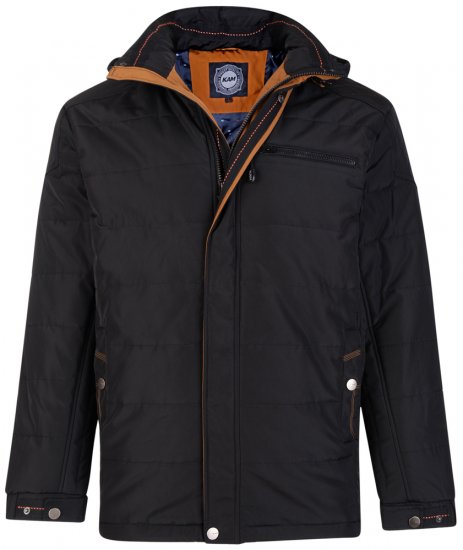 Kam Jeans KV98 Padded Jacket Black - Bundy - Bundy Nadměrné Velikosti - 2XL-8XL