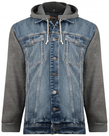 Kam Jeans Miguel Denim Jacket with Jersey Sleeves - Bundy - Bundy Nadměrné Velikosti - 2XL-8XL